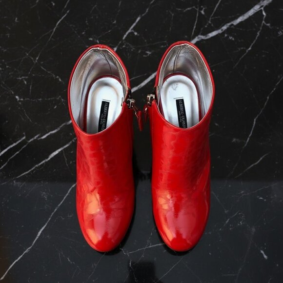 Alberto Guardiani Leather Lipstick Heels Side Zip Ankle Boots - Picture 12 of 14